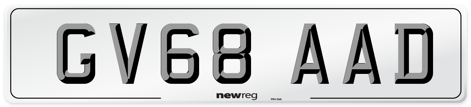 GV68 AAD Number Plate from New Reg